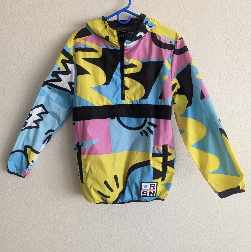 REASON Anorak Windbreaker Jacket Pink/Blue/Yellow Size Men's M.
